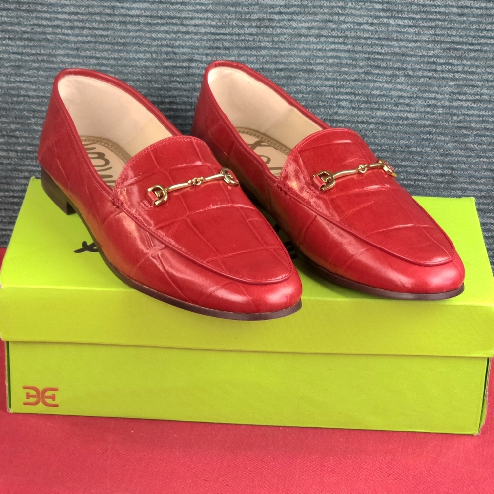 Sam Edelman Loraine, Red Croc Pattern Loafers NEW In Box 10.5M - Picture 2 of 16